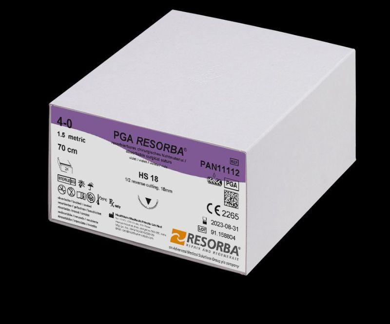 ПГА Ресорба USP4-0 фіолетовий, довж.70см, зворотньо-ріжуча голка 18 мм, 1/2кола